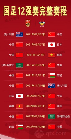 世预赛12强赛中国队赛程表